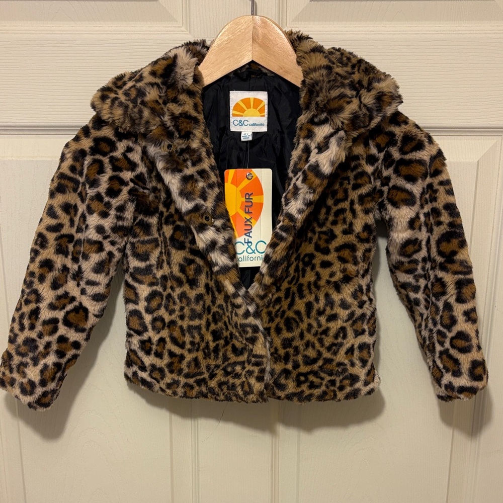 C&C California Kids Faux Fur Leopard Jacket